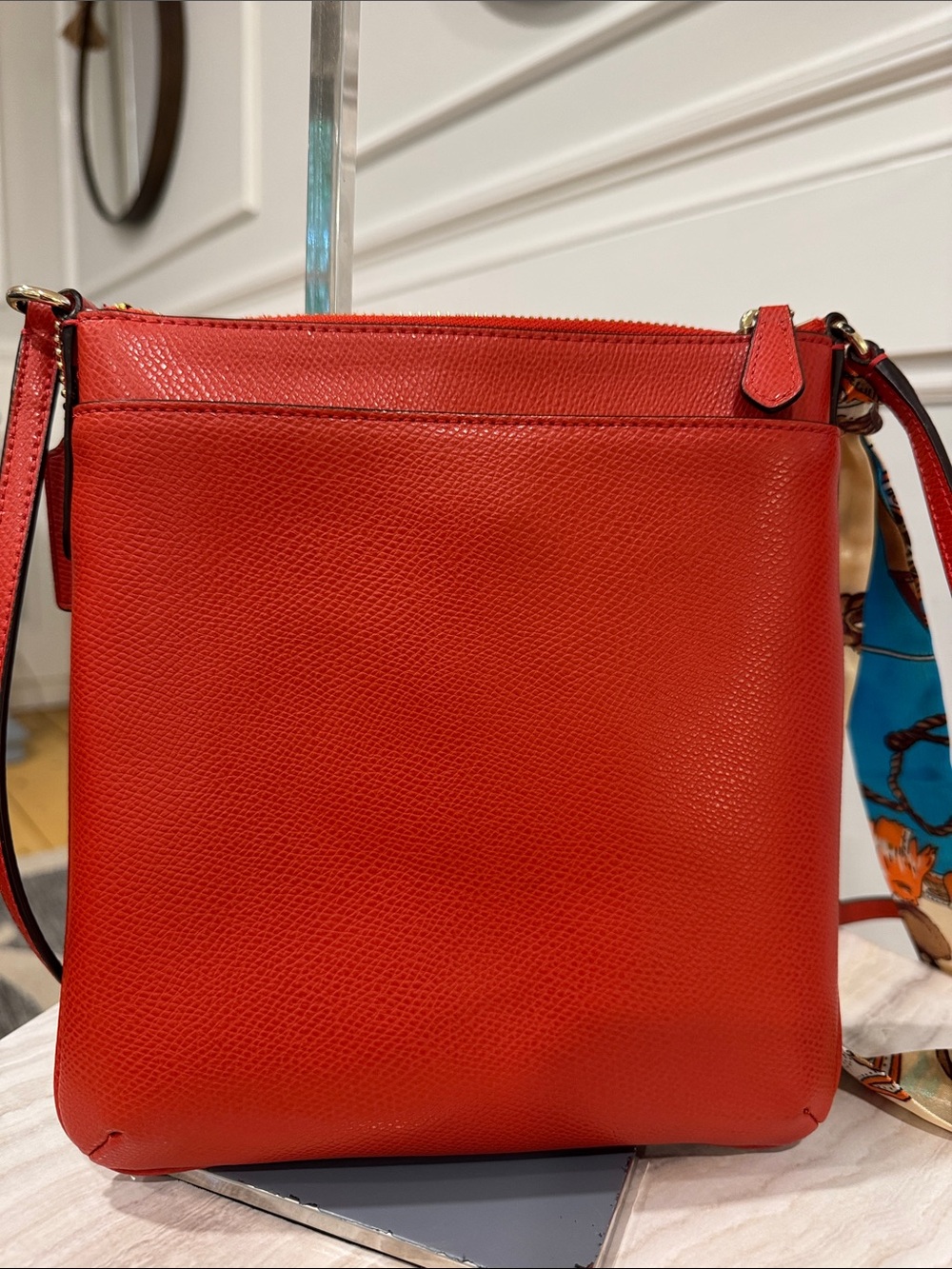 Coach Bag Kitt Pebbled Leather Orange Rusty Red Crossbody - Picture 7 of 17